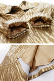 80s Gold Lamé Metallic Swing Jacket Shiny Lightweight Animal Print Trapeze Coat Women's Size XL / XXL / 50" bust / 68"waist / 120" sweep