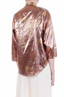 80s Rose Gold Metallic Batwing Blouse Womens Size Medium...45" bust...41" waist
