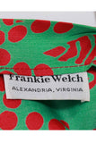 Iconic FRANKIE WELCH The Frankie Dress Red Green Print Wrap Maxi Collectible Virginia Designer Vtg Women's Size Medium 38" bust free waist
