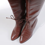 Vintage Shiny Perforated Brown Leather Riding Boots Size US 6...UK4...EUR36