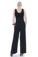 90s Slinky Black Wide Leg Jumpsuit Made in the USA Women's Size Small...Medium...32-38" bust...25-29" waist