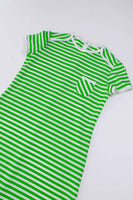 60s 70s Striped Double Knit Lime Green White T-Shirt Style Maxi Dress Women's Size Medium 36"-34"-41"