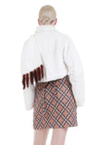 60s Mink Tail Faux Fur Cropped Jacket White and Brown Women's Size Small - Medium - 40" bust