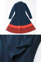 60s Mod GEOFFREY BEENE Boutique Blue Wool Knit Color Block A-Line Dress Size Small...Medium...34" bust...29" waist...38" hips