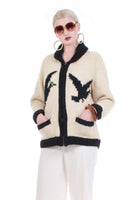 Vintage Husky Dog Cowichan Sweater Chunky Knit Wool Cardigan Womens Size Medium...40" bust...39" waist