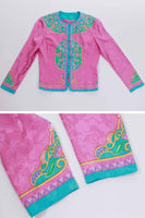 80s Pink Silk Baroque Blouse Jacket Women's Size Small...Medium...37" bust...31" waist