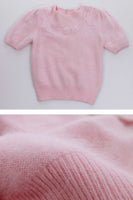 Pink Angora Mohair Sweater Top Embellished with faux Pearls Women's Size Small...Medium...36" bust...26" waist
