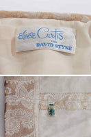 60s 2pc Gold Lurex Brocade ELOISE CURTIS for David Styne Paisley Floral Jacket Dress Suit USA Women's Size Medium...35-36" bust...34" waist