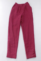 80s Cranberry Linen High Waist Pants Jones New York Made in the USA Women's Size XS 26" Waist