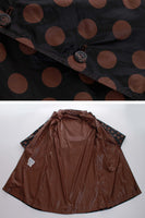 70s Shiny Polka Dot Raincoat Belted Trench Black Brown Coat Naman Raincheetahs Women's Size Medium / Large / 42"bust / 42"waist /46"hips