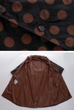 70s Shiny Polka Dot Raincoat Belted Trench Black Brown Coat Naman Raincheetahs Women's Size Medium / Large / 42"bust / 42"waist /46"hips