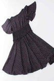 Vtg Diane von Furstenberg Georgette Black Wispy Flutter Sleeve Smocked Waist Black Dress Women Size Small / Medium / 39" bust / 30-40" waist