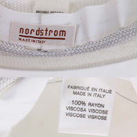 Vintage NORDSTROM Italy White Wide Brim Hat with Black Bow...approx 22.5&quot; interior circ