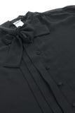 Sheer Pleated Bow Blouse Black Chiffon Made in the USA Women's Size Medium...Large...44" bust...41" waist