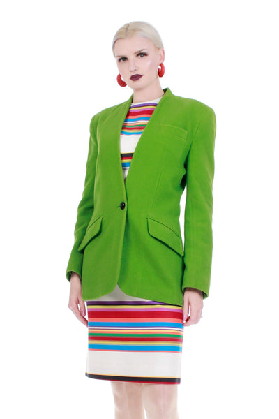 80s Lime Green Wool Blazer Jacket by Jones New York Women Size Small