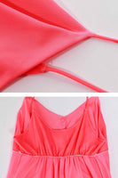60s NEON Pink-Orange Buttery Soft Nylon Chiffon Layered Jumpsuit Loungewear Lingerie Women&#39;s Size XS / Small / 32-36&quot; bust / 28&quot; waist