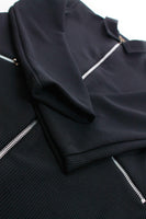 90s Ribbed Bodycon Stretchy Black Zipper Long Sleeve Mini Dress Minimal Grunge Women's Size Small / Medium / 36-38" bust / 20-30" waist