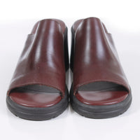 90s MIA Platform Leather Block Heel Peep Toe Mules Brown Women's Size US 11 / UK 9 / eur 43