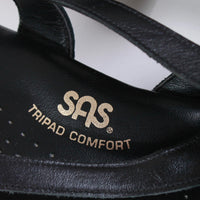 Vintage SAS Tripad Comfort Black Leather Cushion Strappy Wedge Sandals Made in the USA Women's Size US 10 / Uk 7.5 / Eur 40-41