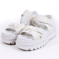 90s SKECHERS Platform White Canvas Velcro Rubber Sandals Womens Size US 8 / Uk 6 / Eur 38