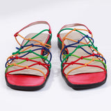 80s Rainbow Elastic Strappy Short Wedge Sandals Women's Size US 6.5 / UK 4.5 / Eur 37