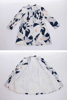 60s vtg CALLA LILY Print Tunic Jacket Navy Blue White Tan Large Print Mod Chic Women's Size Medium / 40" bust / 38" waist