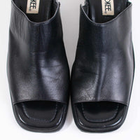90s Block Heel Black Leather Mules Women's Size US 7 / UK 5 / Eur 39