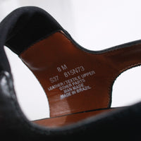 90s Black Elastic Block Heel Slingback Leather Sandals Women's Size US 8 / UK 6 / EUR 38