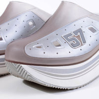 90s Platform Transparent Silver Gray White Platform Mule Slip On Shoes Women's Size US 8 / UK 6 / EUR 39