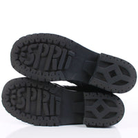 90s ESPRIT Black Leather Chunky Platform Block Heel Ankle Boots Size US 9 / UK 6 / Eur 39