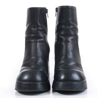 90s STEVE MADDEN Platform Black Leather Chunky Heel Ankle Boots Women's Size 8 USA