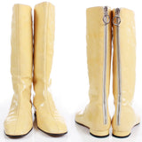 90s Yellow Patent Leather Go-Go Banana Republic Block Heel Boots Made in Italy Women's Size 6.5 USA
