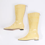 90s Yellow Patent Leather Go-Go Banana Republic Block Heel Boots Made in Italy Women's Size 6.5 USA