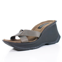 90s Y2K Olive Green Platform Wedge Sandals Women's Size 8 - 8.5 USA