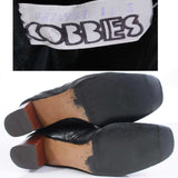 70s Knee High Black Leather Block High Heel COBBIES Boho Boots Women's Size 10 - 10.5 - 11 USA