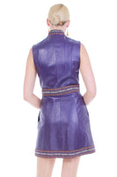 1960s Purple LEATHER Embroidered Mini Dress in MINT Vintage Condition! Women's Size Small - Medium - 37" bust - 29" waist - 36" hips