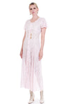 Vintage Pale Pink Sheer Lace Flutter Sleeve Empire Waist Maxi Dress Women's Size Small - Medium