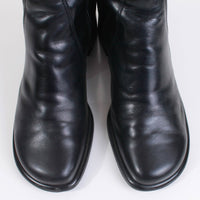 90s Minimal Black Leather Block Heel Above Ankle Boots Made in Brazil Women's USA Size 10