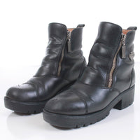 90s HARLEY DAVIDSON Platform Black Leather Ankle Boots Grunge Biker Babe Women's Size 5.5 USA
