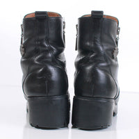 90s HARLEY DAVIDSON Platform Black Leather Ankle Boots Grunge Biker Babe Women's Size 5.5 USA