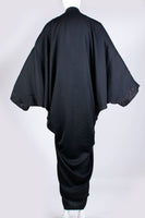 70s Avant Garde Caftan Black Drape Batwing Kimono Maxi Dress Women&#39;s One Size Fits All