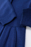Vintage ST. JOHN Wool Knit Dress Deep Royal Blue Fitted Long Sleeve Sweaterdress Women's Size Small-Medium, 32-36" Bust, 28-32" waist