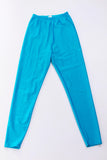 80s Shiny SPANDEX High Waist Leggings by the Body Co Bright Turquoise Blue Women&#39;s Size Medium - Large - XL - 24-34&quot;waist / 40-46&quot;hips