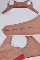 50s 60s Cotton CANVAS 2 Piece Set Playsuit High Waist Shorts + Crop Top Orange Pink Brown Striped Women&#39;s Size Small-XS-34&quot; bust - 26&quot; waist