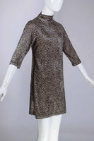 90s Leopard Velvet Mockneck Dress Women&#39;s Size Small  - Medium 36&quot; bust - 32&quot; waist - 36&quot; hips