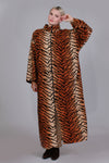 80s TIGER Fleece Caftan Robe Duster Work From Home Loungewear Women&#39;s Size 1X - 2X - 58&quot; bust - 58&quot; waist - 58&quot; hips