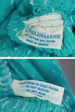 Crinkle GAUZE Philhellenic Grecian Turquoise Blue Trapeze Crochet Vintage Dress Women&#39;s Size XL +/- free flowing silhouette