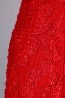 80s 90s Red Lace Halter Neck Mini Dress Size 4-6 / XS-Small / 30-36" bust / 22-26" waist / 30-36" hips
