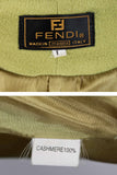 90s FENDI Cashmere Light Olive Green Fitted Zipper Collar Jacket Made in Italy Women&#39;s Size XS - Small - 34&quot; bust - 32&quot; waist - 35&quot; hem