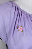 70s LILAC Semi Sheer Slip Dress w/ Flowers Loungewear Phase2 California Arnell Nylon Women&#39;s Size Small / 36&quot; bust / 17-28&quot; waist / 40&quot;hips